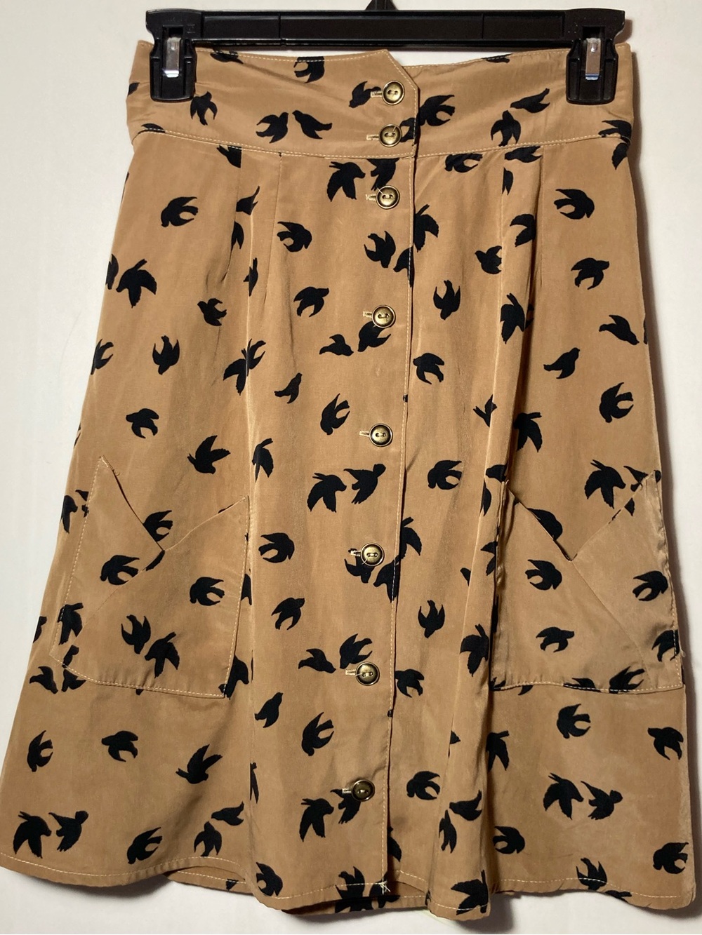 Field Day Skirt Recycled Vintage Materials Pockets Smocked Back Waist XXSmall